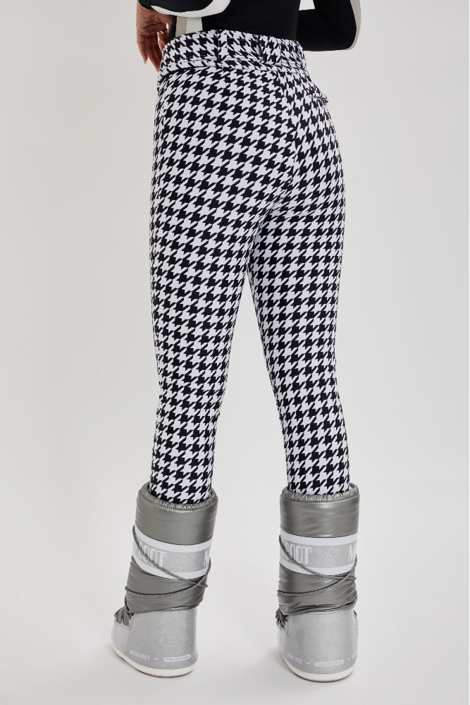 Black White Hounds Tooth Pattern High Waisted Capri Leggings - Its