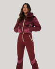 Chevron Ski Suit - Cabernet Velvet