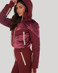 Chevron Ski Suit - Cabernet Velvet