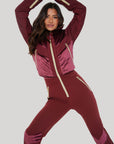 Chevron Ski Suit - Cabernet Velvet