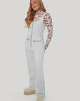 Quilted Velvet Ski Overall - White