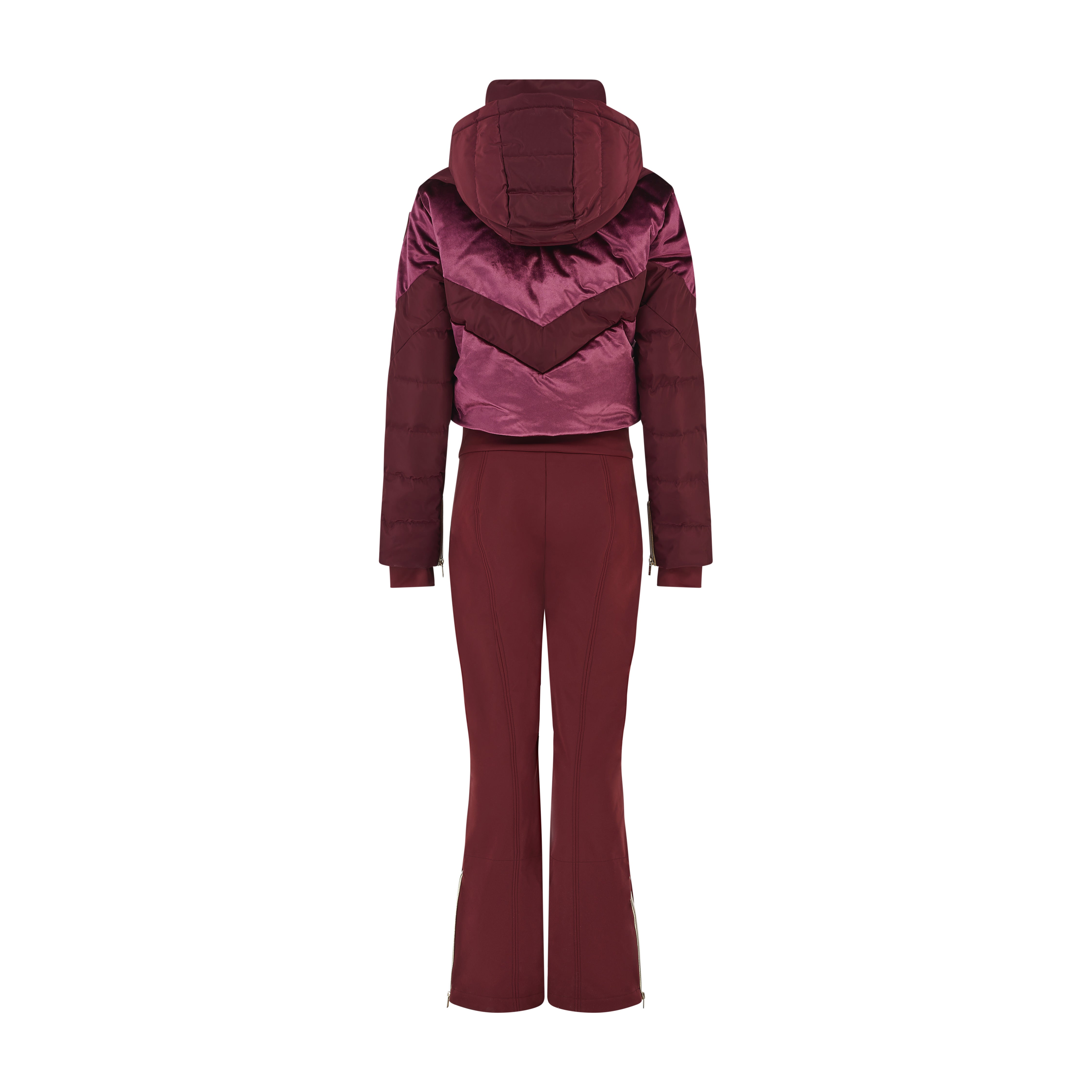 Chevron Ski Suit - Cabernet Velvet