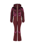 Chevron Ski Suit - Cabernet Velvet