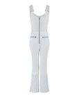 Quilted Velvet Ski Overall - White