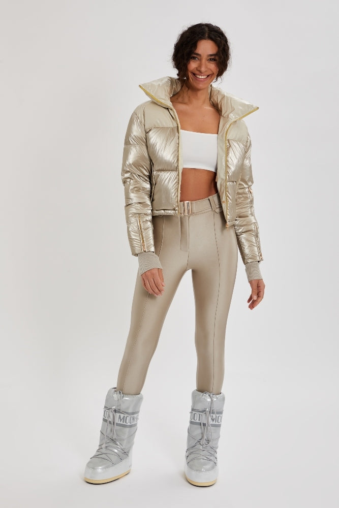 Cropped Bomber Ski Jacket Champagne Shimmer My Sunday Ski